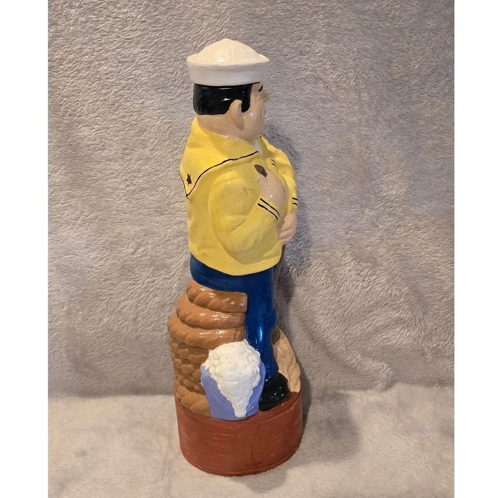 Vintage Ceramic Sailor Decanter Dark Rum Nautical Figurine Yellow Raincoat 12